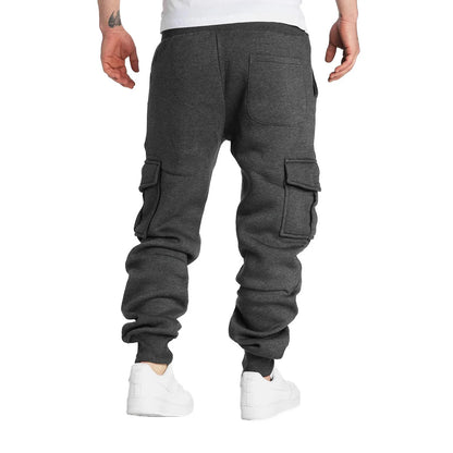 Men's Casual Cargo Sweatpants With Pockets, Drawstring Waist, Polyester, S-2XL