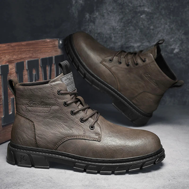 Winter Men Boots Outdoor Leather Ankle Boots Lightweight High Top Casual Boots Designer Male Work Boots Classic Handmade Boots