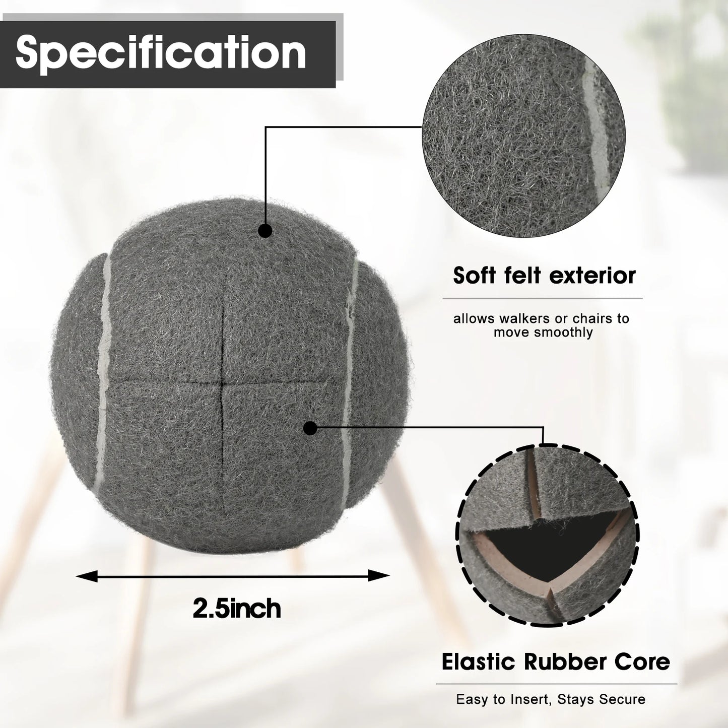 Pre-Cut Tennis Balls For Walker Fits Most Walkers and Chairs, Stay Secure Walker Tennis Balls for Reducing Noise, 4Pcs, 8Pcs