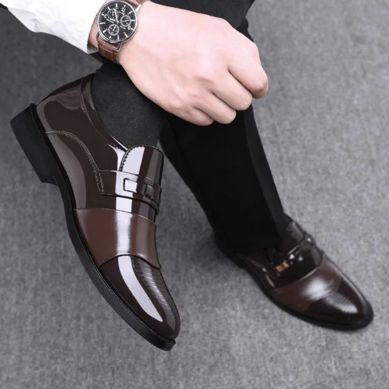Mens Dress Shoes Waterproof Pointed Toe Casual Business Shoes