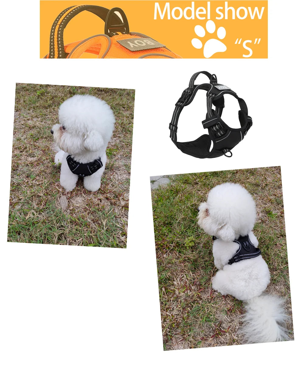 No Pull Dog Harness Front Clip Heavy Duty Reflective Easy Control Handle for Large Dog Walking