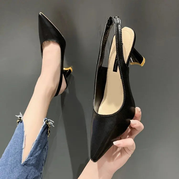 2025 Summer new pointed high heels Women's sandals Casual Shallow mouth shoe Fashion elegant ladies shoes Zapatillas Mujer ﻿