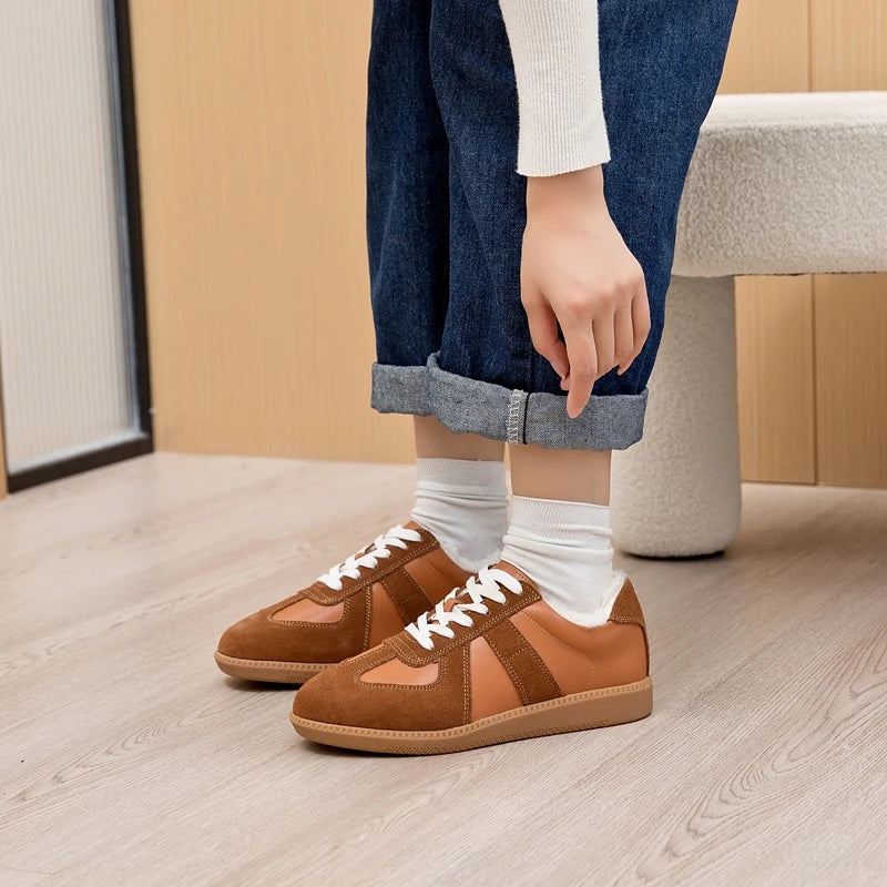 AIYUQI Women's Sneakers 2025 New Genuine Leather Ladies Moral Training Shoes Casual Spring Flat Shoes Women