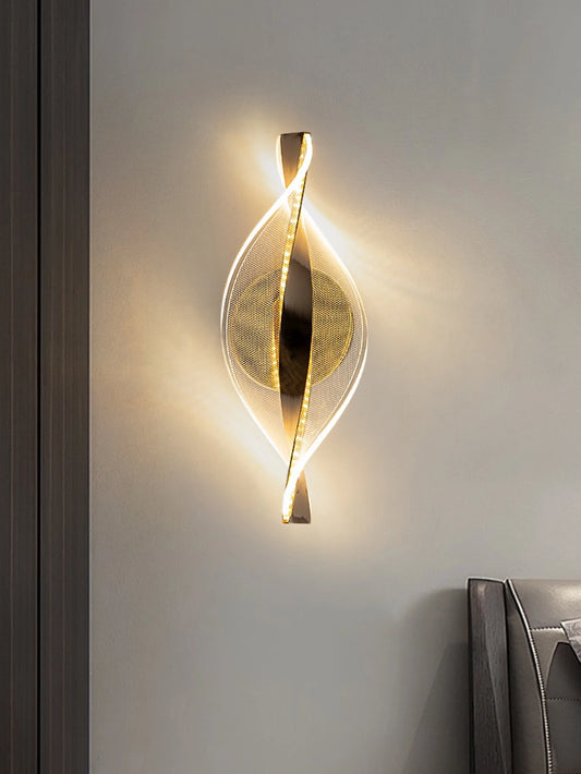 Modern Gold/Black Acrylic LED Wall Light – Bedroom and Living Room Decor