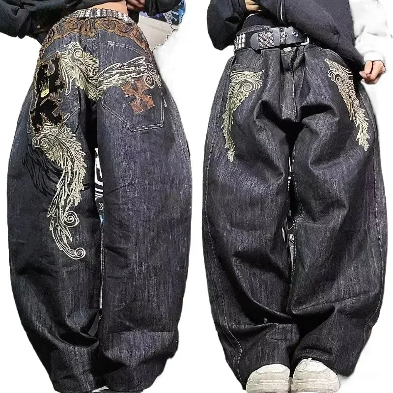 American Y2K 2025 New Baggy Wide Leg Black Jeans Overszied Women Street Casual Joker Denim Pants Couple Jeans Vintage Streetwear