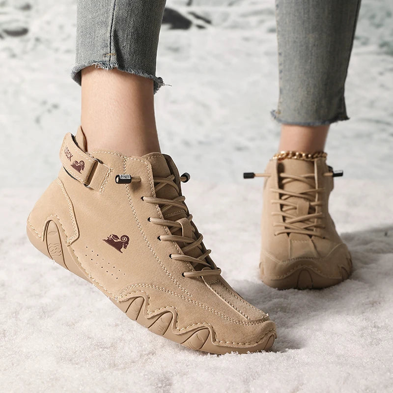 Boots for Women Winter Shoes Waterproof Ankle Boots Luxury Comfortable Warm Fur Plush Snow Boot Leather Casual Short Boots