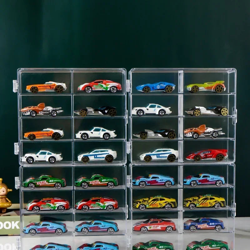 Acrylic Car Display Box 1:64 For Hot Wheels Car Model Toy 8 Grid Cabinet Rack Dustproof Stackable Car Storage Boxes Transparent
