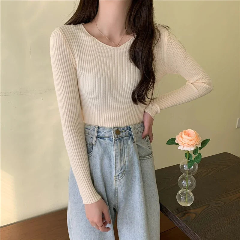 Casual Long Sleeve Knitted Pullover 2026 Autumn Winter Women Sweaters Femme Basic Solid Jersey Tops Fashion Clothes
