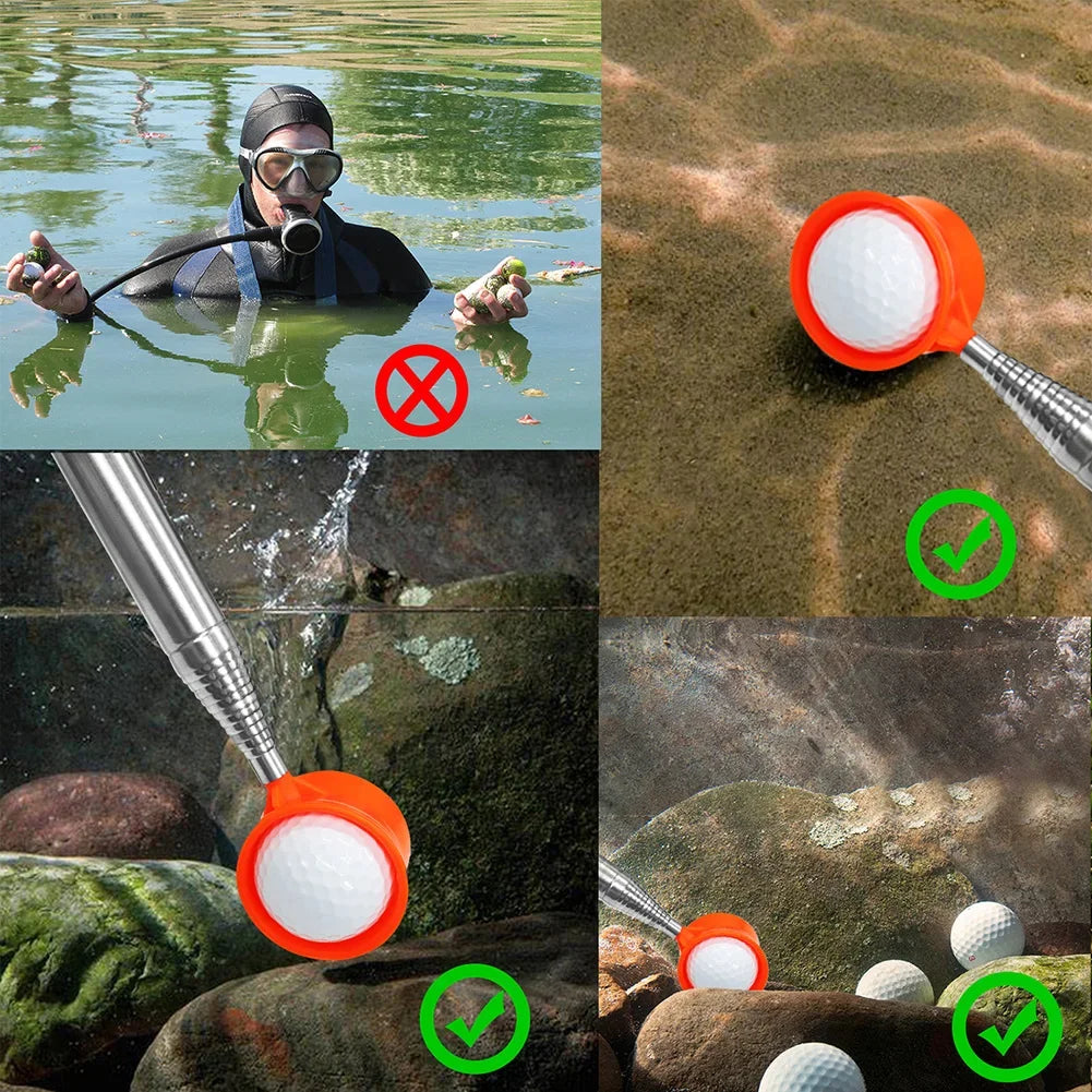 10/8 Sections Golf Ball Picker Telescopic Golf Ball Retriever Retriever Pick Up Grabber Claw Sucker Tools Golf Training Ball Tee