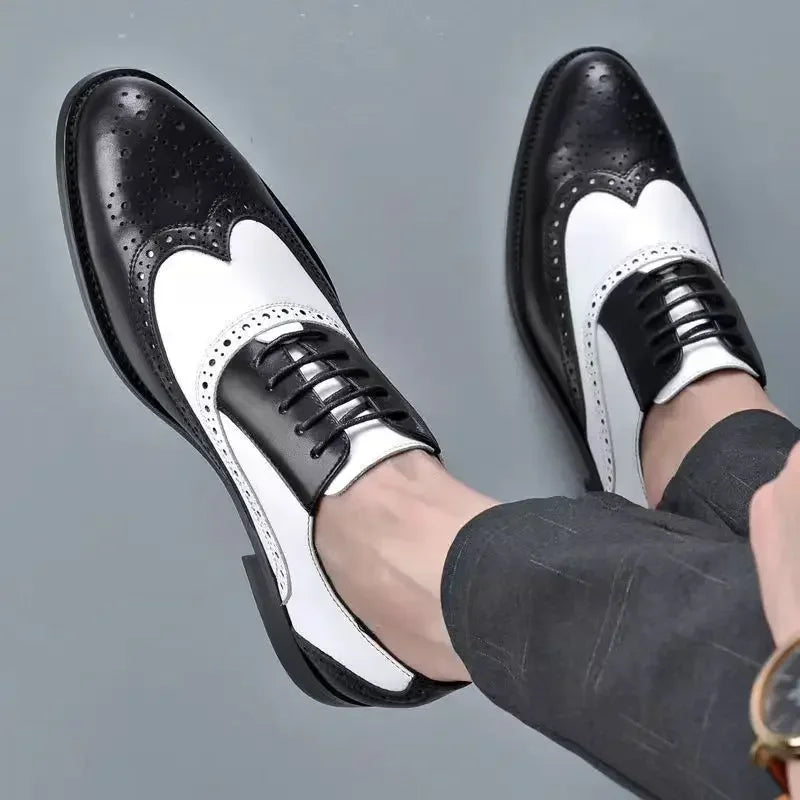 Men's Plus Size Lace Up Dress Shoes Point Toe Business Formal Wedding
