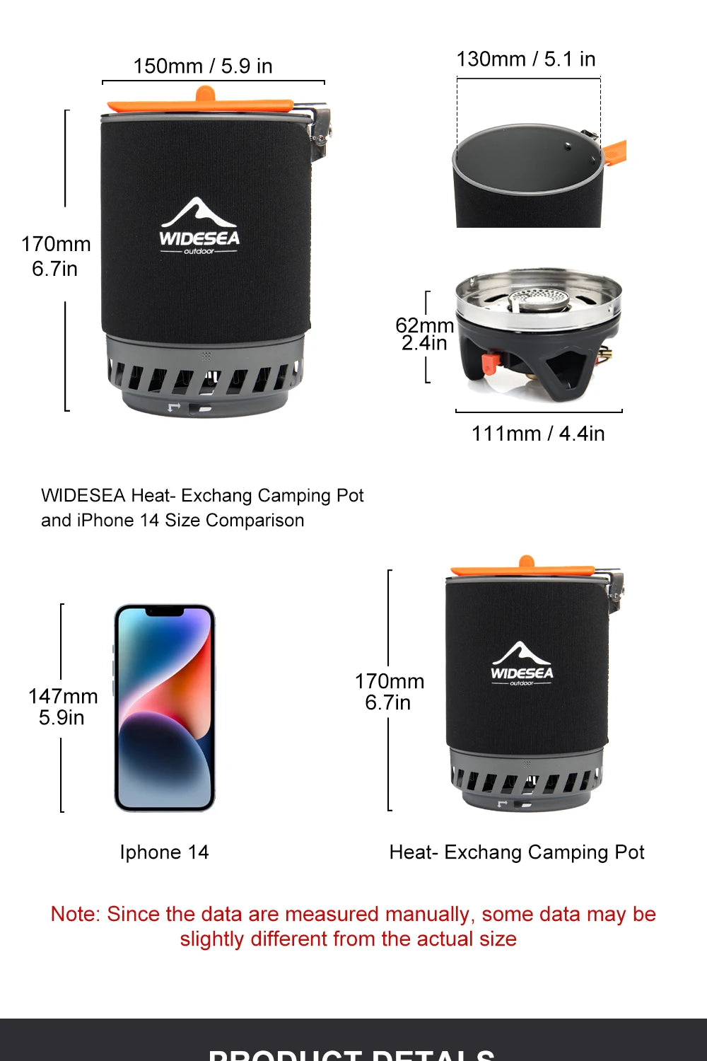 Widesea Camping Cooking System with Heat Exchanger Outdoor Gas Burner Stove Tourist Pot Set Cup Tableware Cookware Tourism Hike