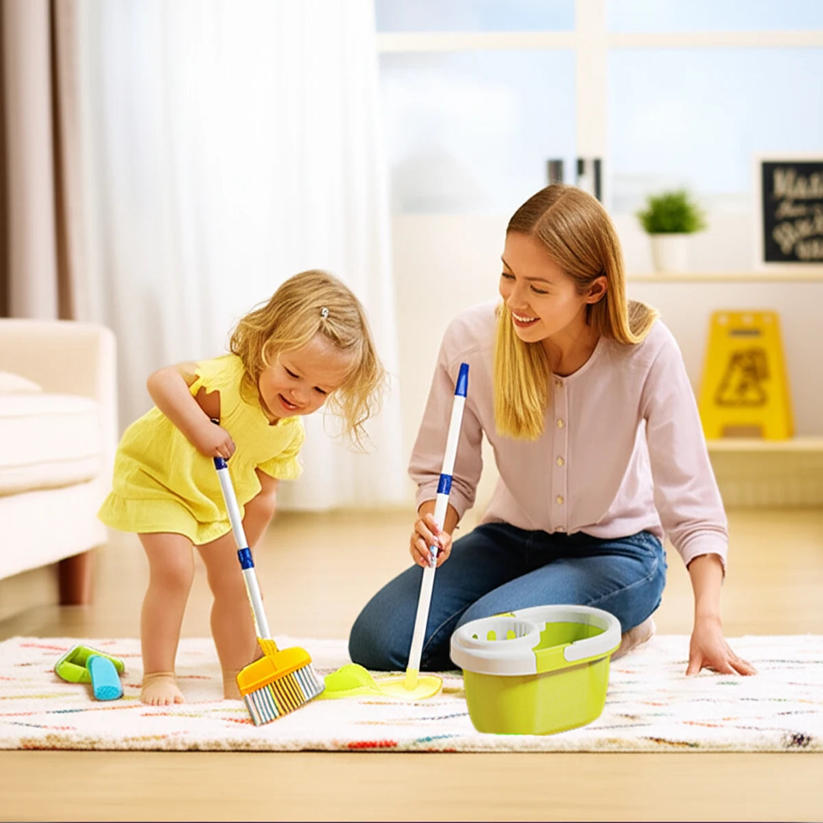 Kids Cleaning Toy Set for Toddlers Mini Broom Dustpan Mop Pretend Play Housekeeping Supplies Kits Montessori Toys Girl Boy Gifts