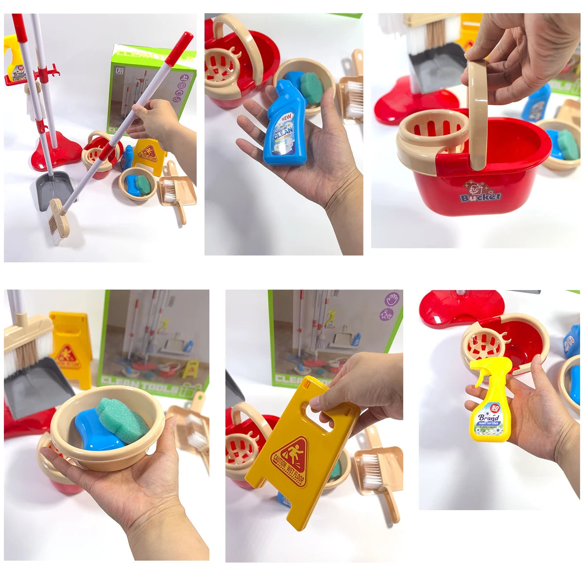 Kids Cleaning Toy Set for Toddlers Mini Broom Dustpan Mop Pretend Play Housekeeping Supplies Kits Montessori Toys Girl Boy Gifts