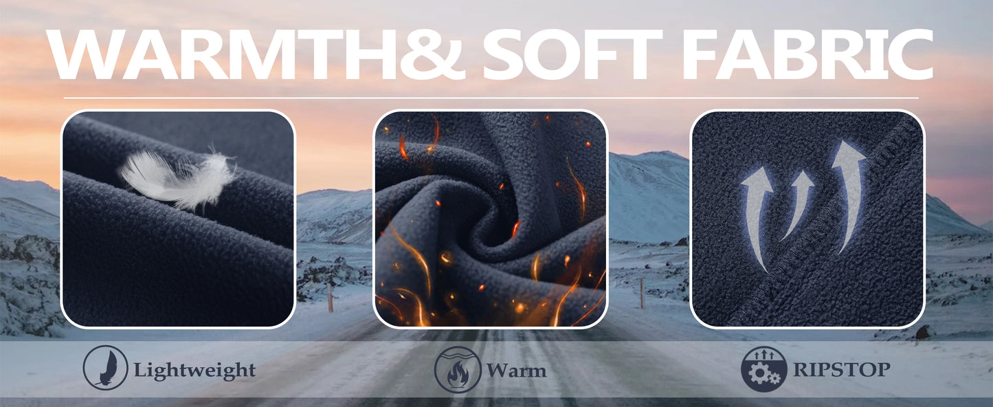 TACVASEN Men's Fleece Jacket Soft Warmth Windproof Full Zip Up Coat Multiple Zipper Pockets Hiking Working Outdoors Windbreaker