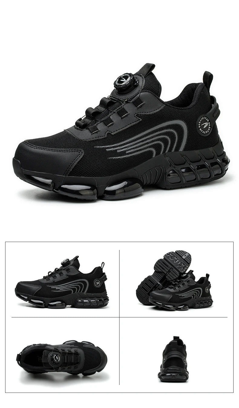 Rotating Button Safety Shoes Men For Work Sneakers Shoes Anti smash Puncture-Proof Protective Men Shoes Steel Toe Work Boots