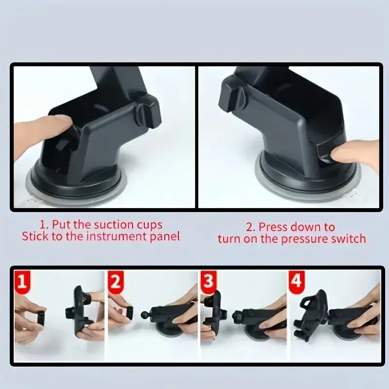 Universal Car Phone Holder Suction Cup Mount Stand for iPhone 15 Xiaomi Huawei Samsung - Mobile Phone Bracket Support