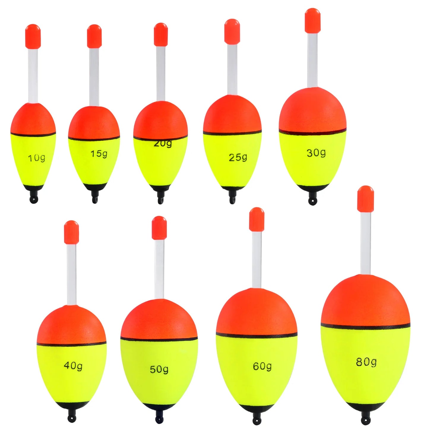 Sougayilang 5Pcs Night Light Fishing Buoy with High Visibility EVA Double Ribbon Big Belly Ball for Night Fishing and Long Throw