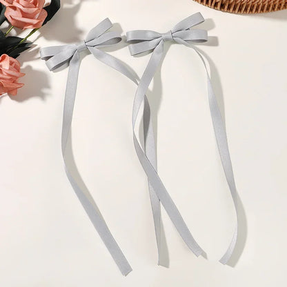 2 Pack Ribbon Bow Headband With Long Tassel Hair Clips Polyester
