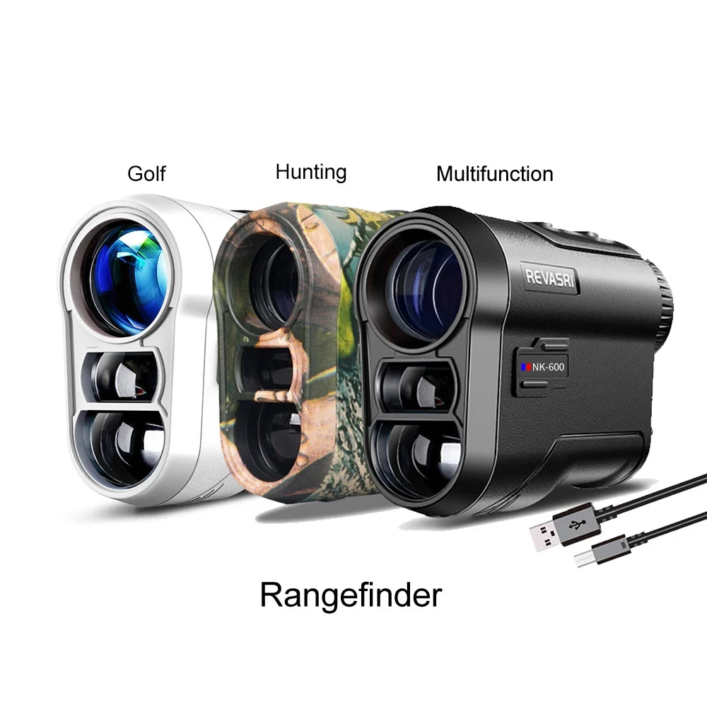 REVASRI Golf Laser Rangefinder 600M Telescope with Flag-Lock Slope Pin Distance Meter for 1000M Camouflage Hunting Monocular