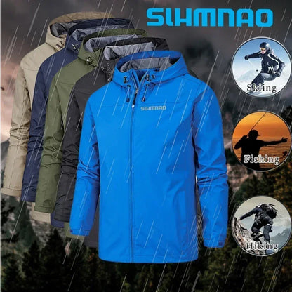 Men's Hooded Windproof Waterproof Polyester Jacket