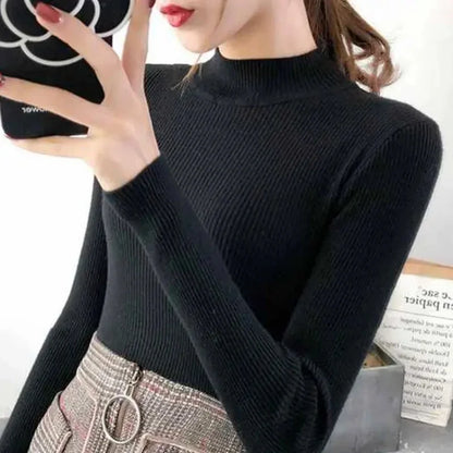 Women's Mock Neck Knit Sweater Pullover Acrylic Cotton Regular Fit