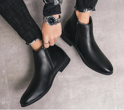 Riding Ankle Boots for Men Zip Closure PU Lining PU Insole