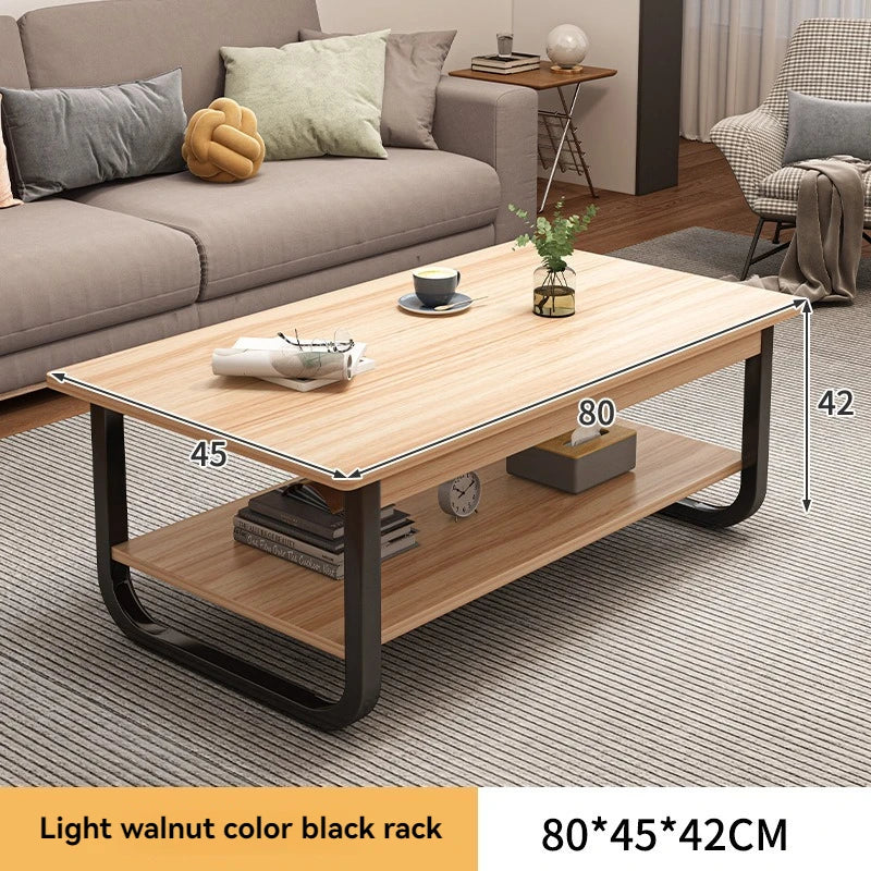 Modern minimalist coffee table, small apartment, living room, sofa, nearby balcony, tea table, rental room, rectangular tea tabl
