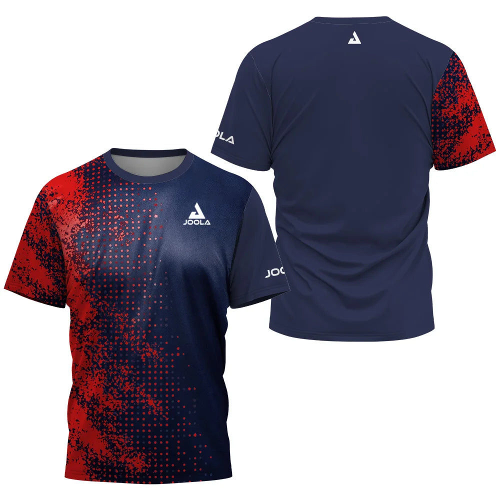 2025 new men's summer table tennis floral print men's badminton tennis brand quick drying short sleeved men's top sports T-shirt