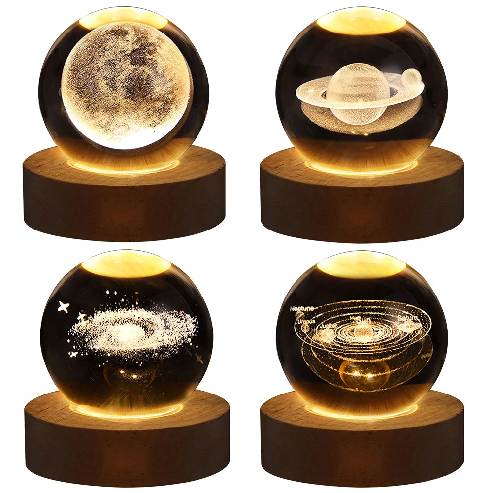 3D Crystal Galaxy Ball USB Night Lamp