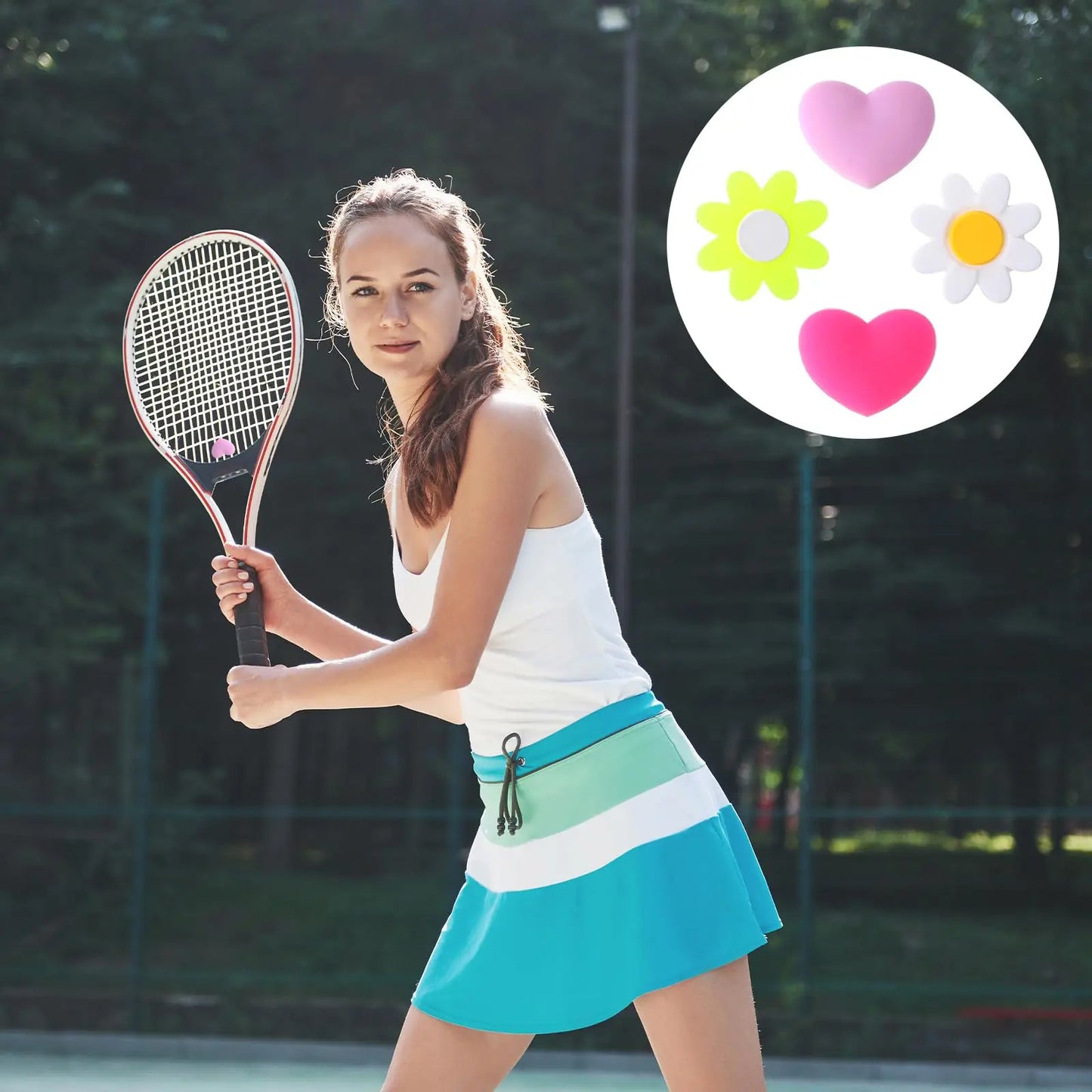 Tennis Racket Vibration Dampener Heart Tennis Shock Absorber for Racket Flower  Tennis Racquet String Silicone Dampener Tool