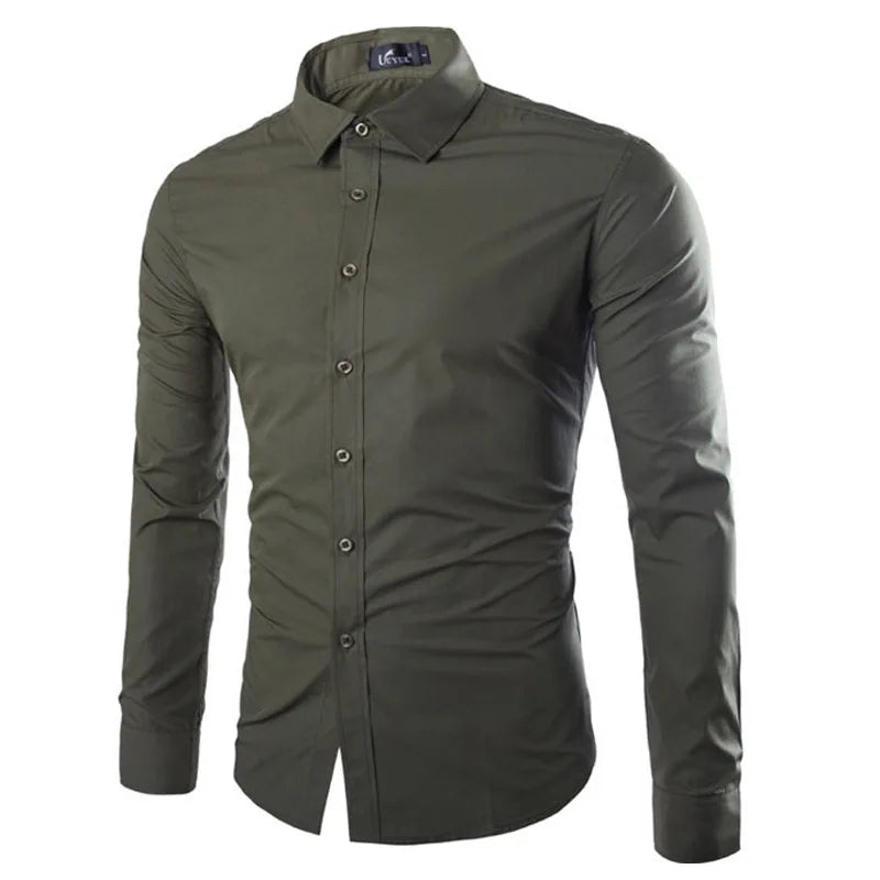 14 Colors Solid Color Men's Fashionable Candy Color Shirt Men's Casual Long Sleeve Shirt for Men
