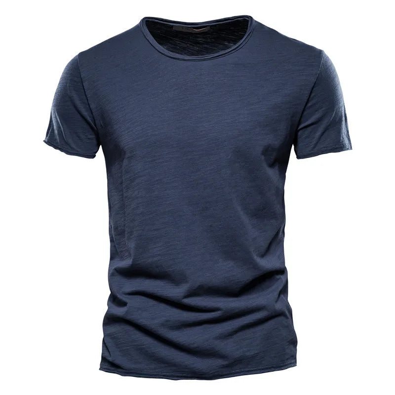 AIOPESON100% Cotton Men T-shirt V-neck Fashion Design Slim Fit Soild T-shirts Male Tops Tees Short Sleeve T Shirt O-neck For Men