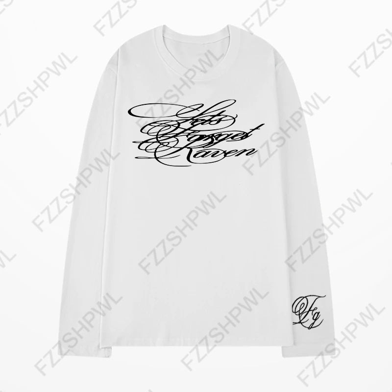 Hip Hop Punk Grunge Men Women Long Sleeve T-Shirt Casual Slim Chic Gothic Letter Print O-Neck Top Y2K Harajuku Unisex Streetwear