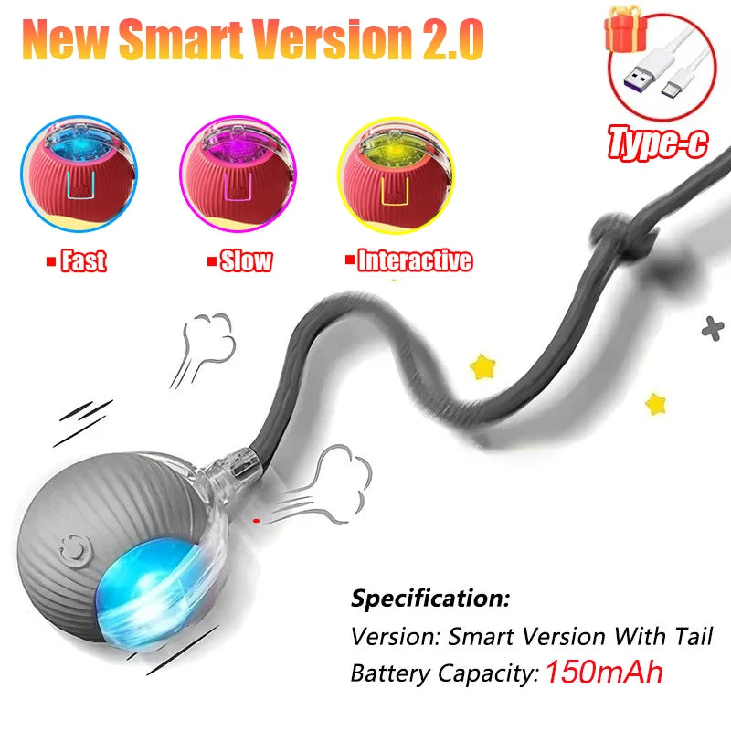 Interactive Smart Rolling Ball Toy for Cats & Dogs, Rechargeable Automatic Pet Play Toy
