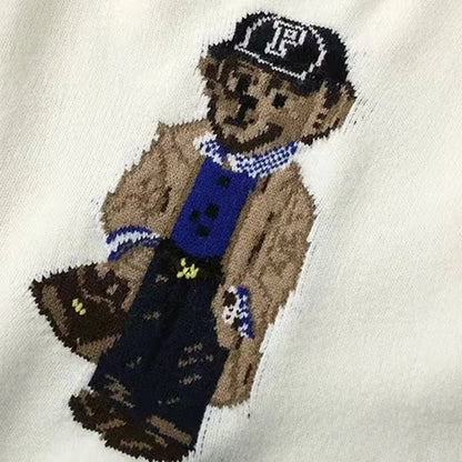 Pullover Sweater Bear Print Women Cashmere Cotton Knit