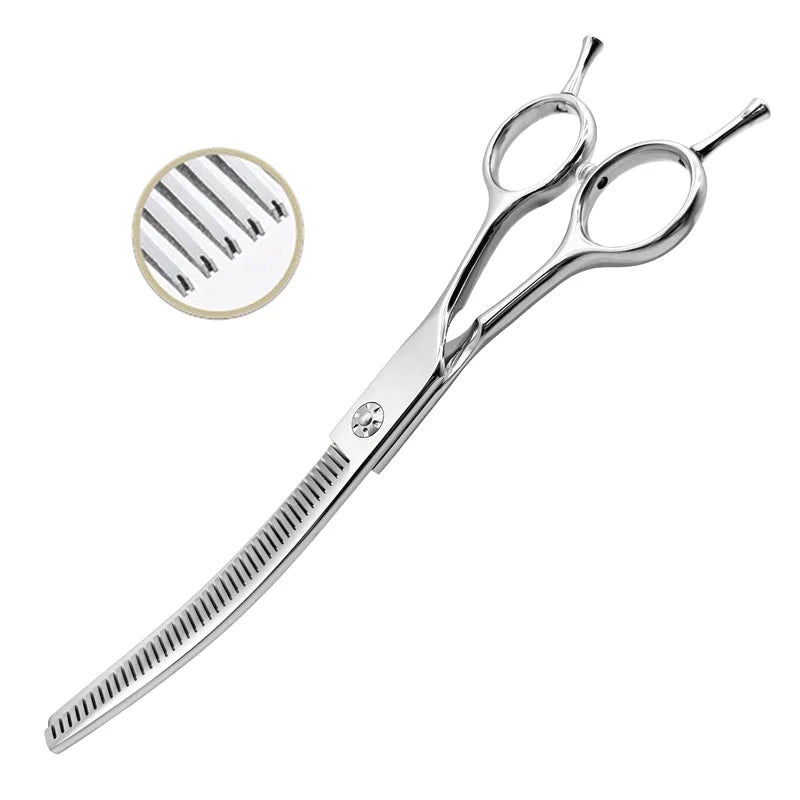 Professional Pet Grooming Scissors – 7 Inch Curved Thinning Scissors for Dogs & Cats
