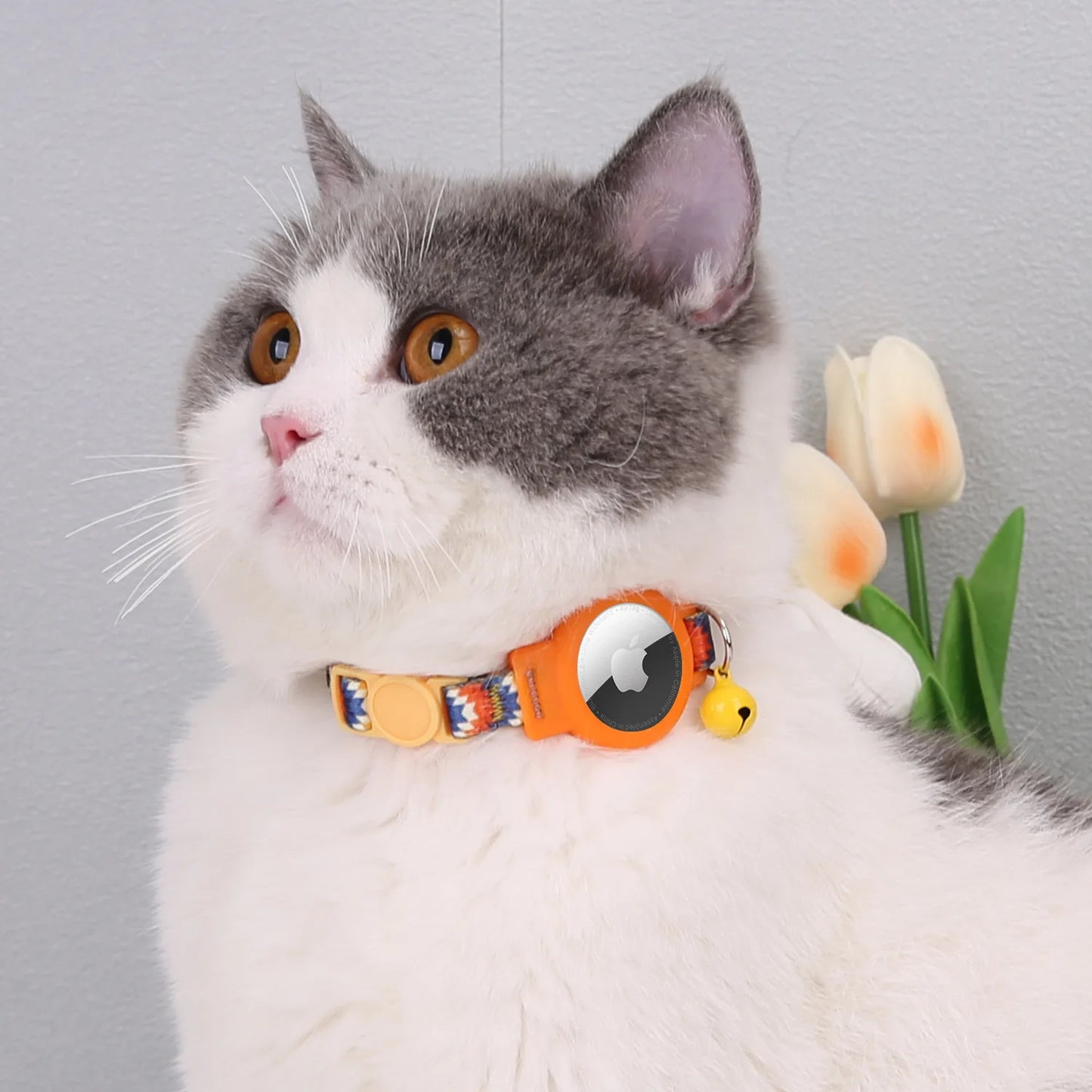 Pink Nylon Cat Collar With Bell For Tracking Device