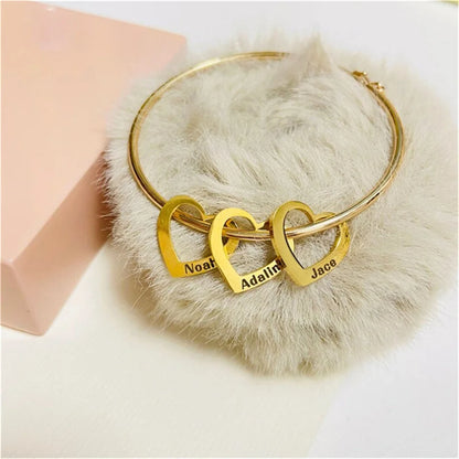 Women’s Stainless Steel Name Bracelet – Personalized Heart Jewelry