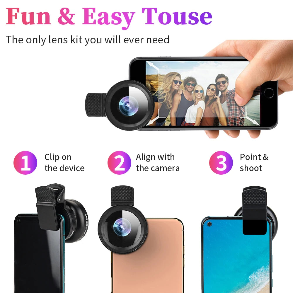 2-in-1 Universal Clip Mobile Lens – 37mm Super Wide-Angle & Macro HD Lens
