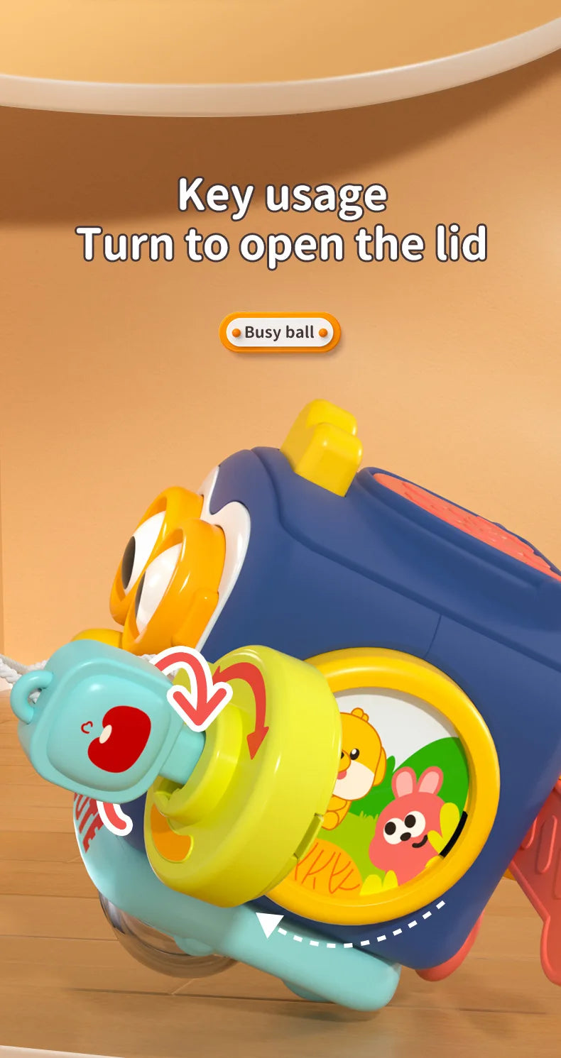 Baby Busy Board Cube Montessori Sensory Toys for Toddler Educational Learning Activities Travel Toy Lock Box Fine Motor Skill