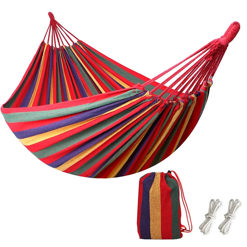 Single Wide Thick Canvas Hammock Outdoor Camping Backpackaging Leisure Swing Portable Hanging Bed Sleeping Swing Hammock