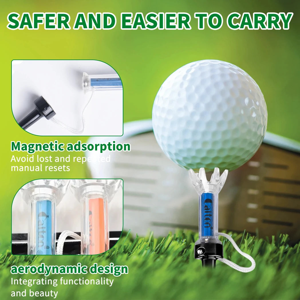 Caiton 5pcs Golf Tee,With Magnetic Plastic Golf Tee, 3 Sizes (79mm/85mm/90mm), 360degree Bounce New Gift,Golf Training Practice