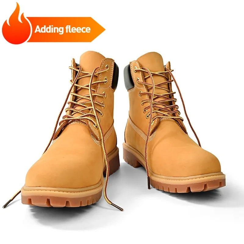 Men's Ankle Boots Leather Lace Up Non Slip Winter Warm