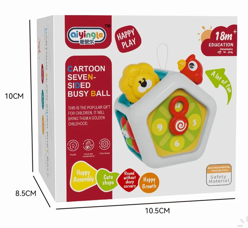 Baby Busy Board Cube Montessori Sensory Toys for Toddler Educational Learning Activities Travel Toy Lock Box Fine Motor Skill