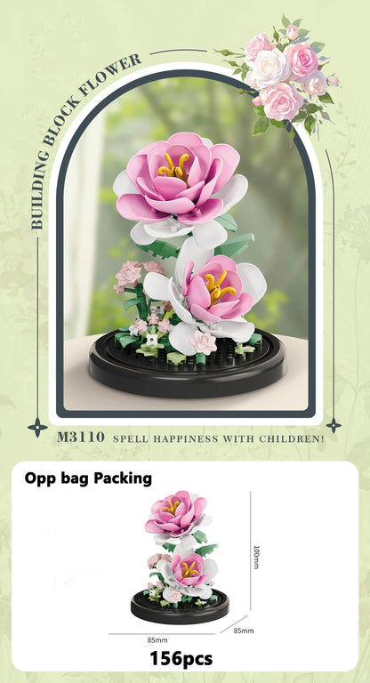 Micro Building Block Plastic Plant Bonsai Kit Flower Bouquet Puzzle Toy