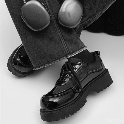 Men's Lace-Up Low-Top Shoes With Thick Sole PU Insole And PU Lining