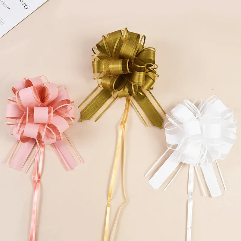 2/4/10Pcs Wedding Car Bow Ribbons Christmas Gift Wrap Packaging Decoration DIY Craft Flowers Birthday Party Supplies Valentines