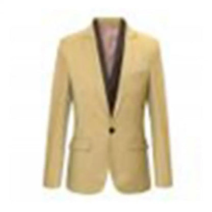 Men's Formal Slim Fit One-Button Lapel Suit Jacket Long Sleeve Polyester