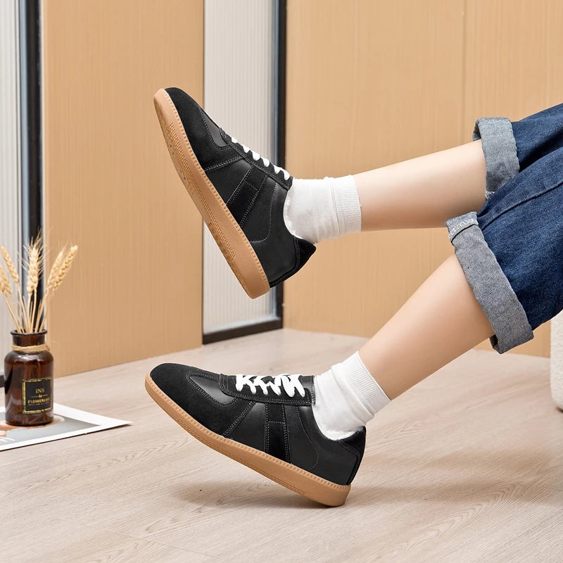 AIYUQI Women's Sneakers 2025 New Genuine Leather Ladies Moral Training Shoes Casual Spring Flat Shoes Women