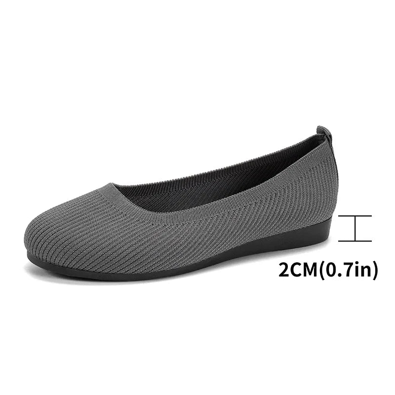 Spring Women's Flat Shoes new Knitting Sock Sneakers Breathable Slip on Female Rpound Toe Loafers 36-43 Plus Size Light Shoes